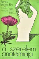 1972 Varga László (1930-): A szerelem anatómiája, színes lengyel film, film plakát, jelzés nélkül, Magyar Hirdető, Bp., Egyetemi Nyomda, hajtásnyomokkal, a sarkain kis lyukakkal, 80x60 cm