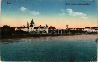 1917 Arad, Maros részlet a Kultúrpalotával / Mures riverside, Palace of Culture (EK)