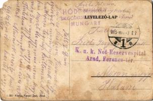 1915 Arad, Vesztőhely. Kerpel Izsó kiadása / monument + "K.u.K. Not-Reservespital Arad, Ferencz...