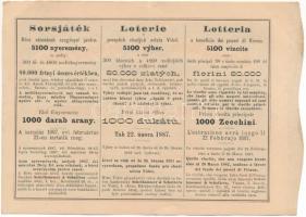 Ausztria 1887. "Sorsjegy a bécsi szegények megsegítésére" sorsjegy 50K értékben "1297...