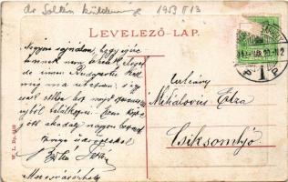 1912 Marosvásárhely, Targu Mures; Kossuth park, Kossuth Lajos szobor, Takarékpénztár, Bodor kút. W.L...