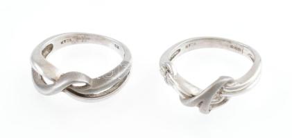 Ezüst(Ag) fényes-matt gyűrű, 2 db, jelzett, méret: 53, 54, nettó: 6,6 g
