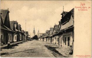 Igló, Zipser Neudorf, Spisská Nová Ves; Kossuth Lajos sor és templom. Stengel & Co. / street view, church (EK)