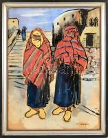 Olvashatatlan jelzéssel: Marokkói asszonyok, 1920-as évek. Akvarell, papír, üvegezett fakeretben, 65x50 cm