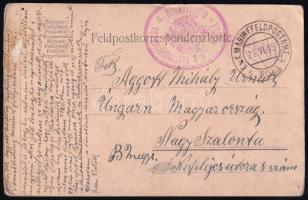 1915 Tábori posta levelezőlap "K.u.K. Festungsfeldbahn 3. Bauabteilung" + "MFP POLA c"