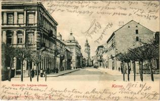 1901 Kassa, Kosice; Kossuth Lajos utca, szálloda. Divald műintézetéből / street view, hotel (EK)