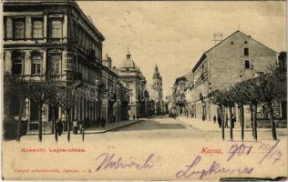 1901 Kassa, Kosice; Kossuth Lajos utca, szálloda. Divald műintézetéből / street view, hotel (r)