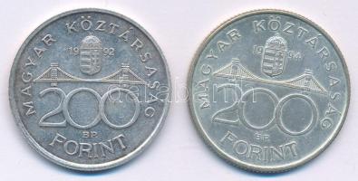 1992. 200Ft Ag "MNB" + 1994. 200Ft Ag "Deák" T:AU,XF