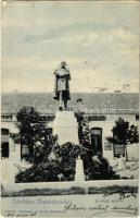 1908 Érsekújvár, Nové Zámky; Kossuth Lajos szobor, üzletek. Conlegner J. és fia kiadása / statue, monument, shops (kopott sarkak / worn corners)