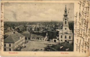 1903 Gyula, Kossuth tér, templom (szakadás / tear)