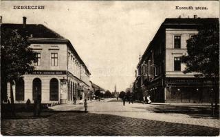 1907 Debrecen, Kossuth utca, Kontsek Kornél üzlete, villamos. W.L. 213. (EK)