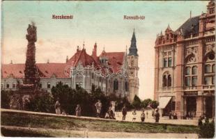 1907 Kecskemét, Kossuth tér, Szentháromság szobor, Gyenes S. üzlete. Szél Nándor kiadása (fl)