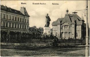 1907 Makó, Kossuth szobor, Színház. Klein Mór kiadása (fa)