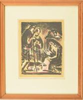 Olvashatatlan jelzéssel: Háromkirályok (szent család). Linómetszet, papír, üvegezett fakeretben. 22x16,5 cm