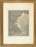 Héliodore Pisan (1822-1890), Gustave Doré (1832-1883): Jelenet. Rotációs fametszet, papír, jelzett a metszeten. Dekoratív, üvegezett, kissé sérült fakeretben. 24x19 cm