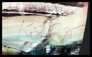 Kiss Elek (1938-1995): Szürreális táj (cím nélkül), 1995. Olaj, papír. Jelzett. 30x24 cm