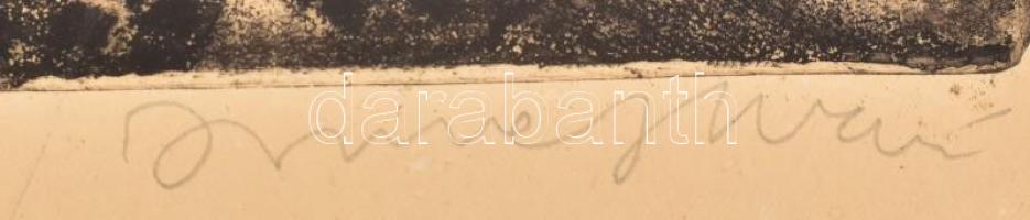 Imre István (1918-1983): Este. Rézkarc, papír, kartonra kasírozva, jelzett, 29,5×39,5 cm