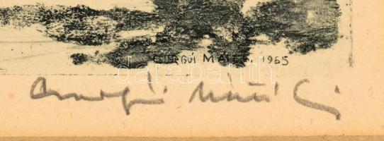 Csurgói Máté Lajos (1931-2001): Dunapart (Budapest), rézkarc, papír, jelzett, üvegezett fakeretben, ...