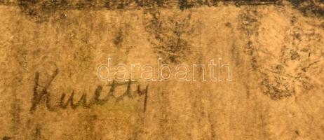 Kmetty jelzéssel: Gondolkodó. Vegyes technika, papír. 59x42 cm. Üvegezett fakeretben