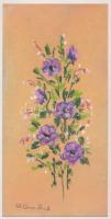 Stefan Grecu (?-?): Virágcsendélet. Pasztell, tus, papír, jelzett, paszpartuban, 20x10 cm