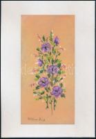 Stefan Grecu (?-?): Virágcsendélet. Pasztell, tus, papír, jelzett, paszpartuban, 20x10 cm