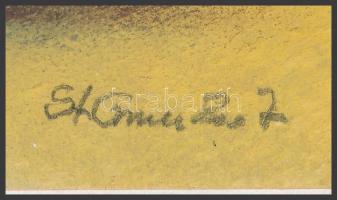 Stefan Grecu (?-?): Virágcsendélet. Pasztell, tus, papír, jelzett, paszpartuban, 20x10 cm