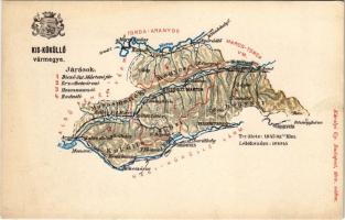 Kis-Küküllő vármegye térképe. Kiadja Károlyi Gy. / Map of Tarnava-Mica county (kis szakadás / tiny tear)