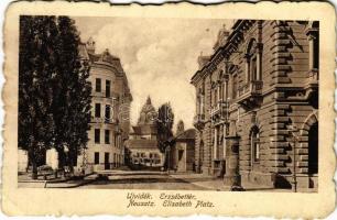 1918 Újvidék, Novi Sad; Erzsébet tér, építkezés. Mariska dohány tőzsde kiadása / Elisabeth Platz / square, construction (EK)