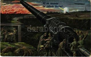 1915 42-es mozsár, a "kövér Berta". Első világháborús német katonák / WWI German military, 42 cm giant cannon. L & P 1707.