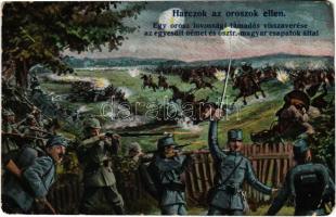 1915 Harcok az oroszok ellen, egy orosz lovassági támadás visszaverése az egyesült német és osztrák-magyar csapatok által / WWI K.u.k and German military against the Russian, Viribus Unitis. L&P 1682. (EK)