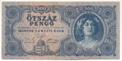 1945. 500P magyar N betű orosz P helyett T:F kis folt Adamo P19h