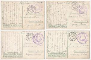 4 db RÉGI Stengel litho képeslap / 4 pre-1945 Stengel litho art postcards + "K.u.k. Feldpostamt...