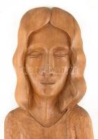 Tarsoly jelzéssel: Nő gyermekével, fafaragás, kopással, falra akasztható, m: 101 cm