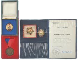 4db-os munkásőr kitüntetés, jelvény tétel, közte 1964. Munkásőr Emlékérem bronz kitüntetés mellszalagon, eredeti tokban, adományozói okirattal T:AU
