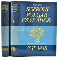 Házi Jenő: Soproni polgárcsaládok 1535-1848. I-II. köt. Bp., 1982, Akadémiai Kiadó. Kiadói egészvászon-kötés, kiadói papír védőborítóban.