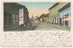 1900 Lippa, Lipova; Fő utca, Grósz Nővérek üzlete, piac / main street, shops, market (szakadások / tears)