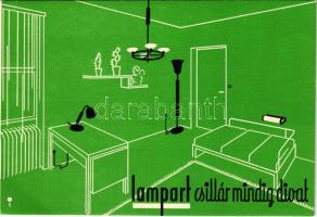 Lampart csillár mindig divat / Hungarian Bauhaus chandelier advertising card (EK)