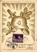 1942 Tag der Briefmarke. Einheitsorganisation der Deutschen Sammler / WWII Day of the German Stamp, NSDAP German Nazi Party propaganda, swastika s: Axster-Heudtlass + Tag der Briefmarke 11. 1. 1942. REGENSBURG So. Stpl. (EK)