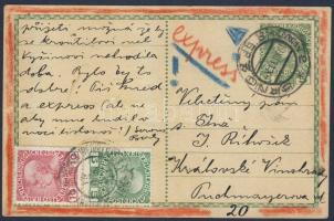 Postkarte, 1911 Díjkiegészített díjjegyes levelezőlap expressz küldeményként, supplementary postal stationery postcard express consignment