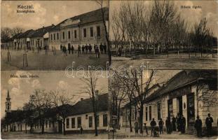 1928 Kecel, községháza, Hősök ligete, római katolikus iskola, Hangya szövetkezet üzlete (EK)