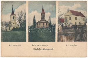 1913 Alap, Alsóalap (Mezőföld); Református, római katolikus és izraelita templom, zsinagóga / synagogue (EK)