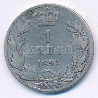 Szerbia 1897. 1D Ag "I. Sándor" T:F kis patina 
Serbia 1897. 1 Dinar Ag "Alexander I...