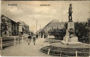 1916 Keszthely, Andrássy tér és szobor. Mérei Ignác nyomdája a Keszthelyi Hírlap kiadása 1914. (EK)