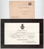 cca 1940-70 Sárdy Brutus (1892-1970) restaurátor, festőművésznek vagy a család más tagjának küldött ...