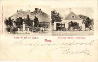 1900 Sümeg, Kisfaludy Sándor szülőháza és szobra. Kiadja Horváth Gábor