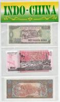 Vietnam 1988. 1000D + Kambodzsa 2014. 500R + Laosz 1988. 500K együtt, "Indo-China" szettbe...