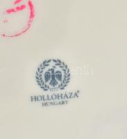 Hollóházi virágmintás tálka, jelzett, aranyozott, hibátlan, d: 13,5 cm