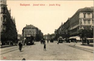 Budapest VIII. József körút és Baross út kereszteződése, villamosok. Taussig A. 5465.