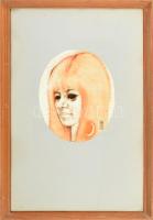 Rau Tibor (1934-2000): Női portré. Olaj, papír, jelezve jobbra lent. Üvegezett fakeretben. 35x21,5 cm