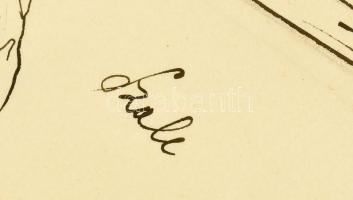 Szalay Lajos (1909-1995): Jelenet. Tus, papír, jelzés nélkül. Sümegi György művészettörténész szakvé...